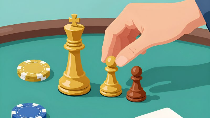 Рука меняет тяжелую шахматную фигуру на легкую пешку для адаптации стратегии игры в микролимитный покер